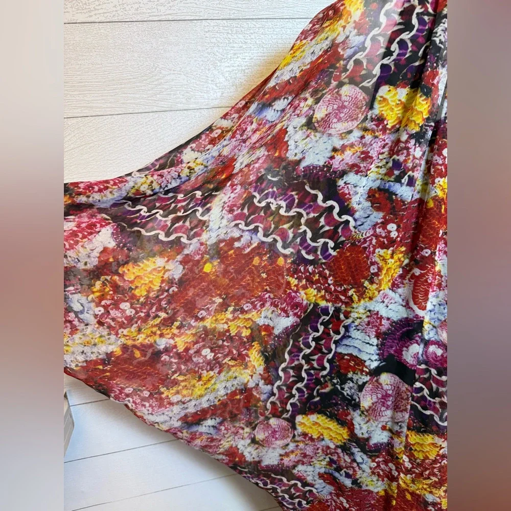 Diane Von Furstenberg Print Sheer Silk Mini Dress with Lining size 14 - Picture 3 of 11